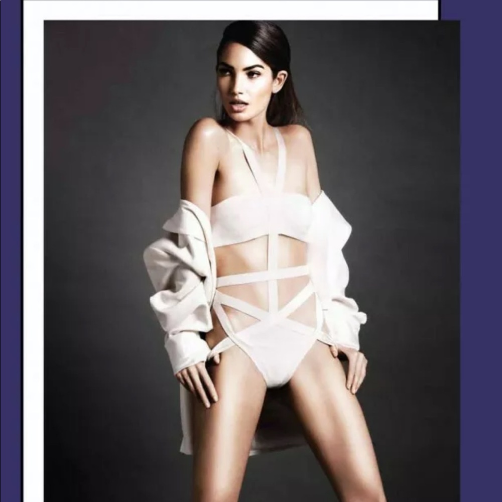 Herve Leger Monokini Swimwear TAMARA Alabaster